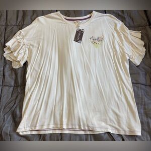 Matilda Jane Cream Ruffle Sleeve Tee with Floral Heart